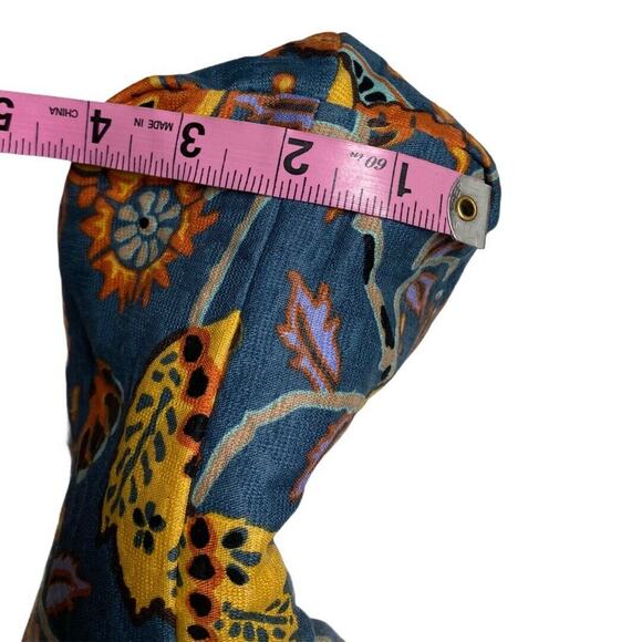 Floral tote Clutch bag purse FLORAL Blue Gold Tone - Picture 9 of 10